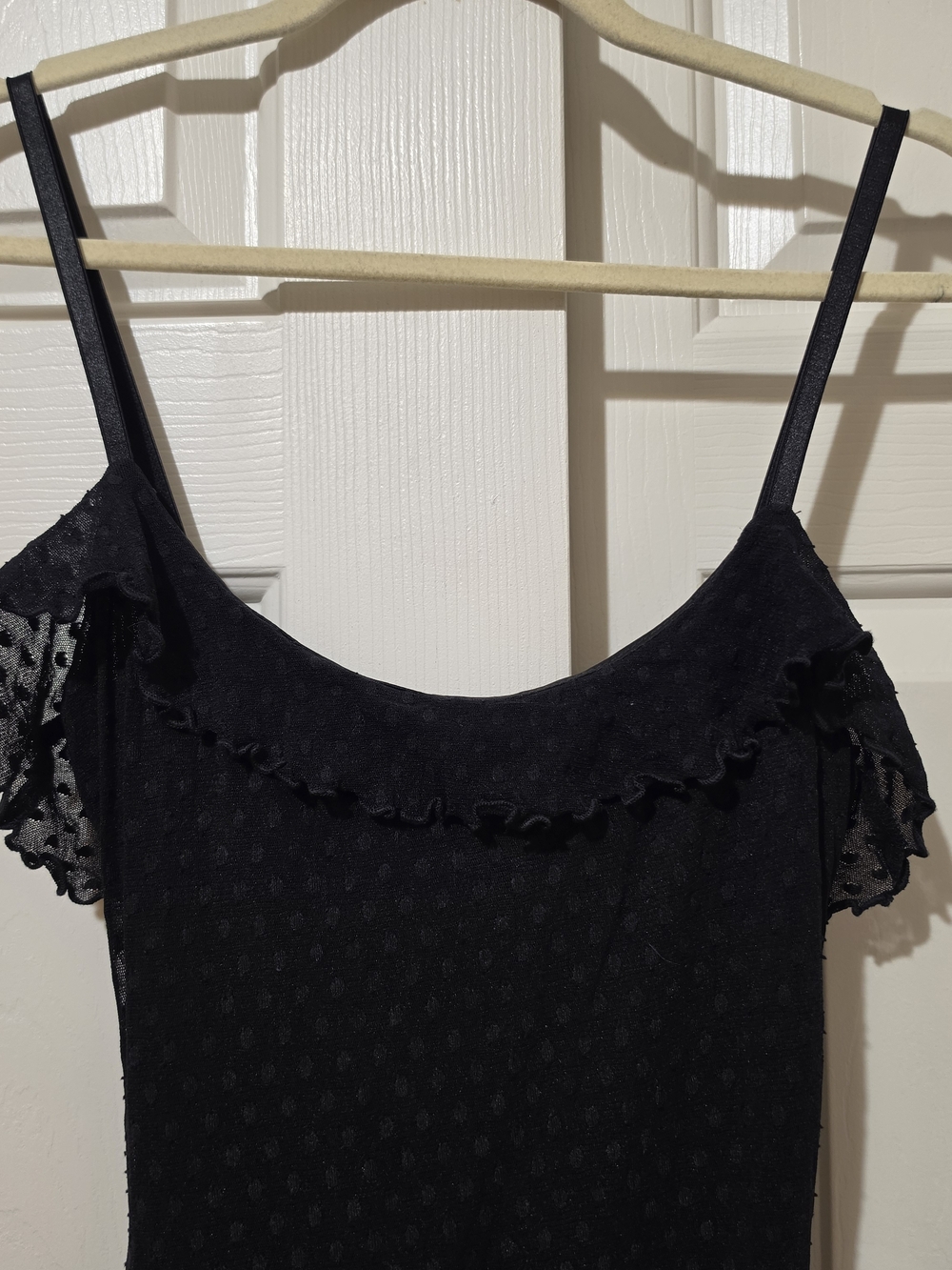 VTG 90s Betsy Johnson Black Polka Dot Dress Sz XS/P Lettuce Edge Whimsy Goth - Picture 3 of 9